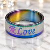 Stainless Steel Mens Ring, Heart Design, Multicolor Enamel Finish, Steel Finish, 01.63.0698.08 (Size 8)
