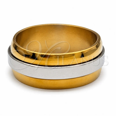 Stainless Steel Mens Ring, Double Design, Polished, Two Tone, 01.63.0701.05 (Size 5) for wholesale, main product view