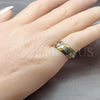 Stainless Steel Elegant Ring, Double Design, Polished, Two Tone, 01.63.0701.07 (Size 7)