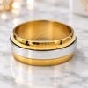 Stainless Steel Elegant Ring, Double Design, Polished, Two Tone, 01.63.0701.07 (Size 7)