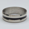 Stainless Steel Mens Ring, Black Enamel Finish, Rhodium Finish, 01.63.0703.05 (Size 5)
