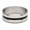Stainless Steel Mens Ring, Black Enamel Finish, Rhodium Finish, 01.63.0703.05 (Size 5)