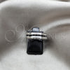 Stainless Steel Mens Ring, Black Enamel Finish, Rhodium Finish, 01.63.0703.07 (Size 7)