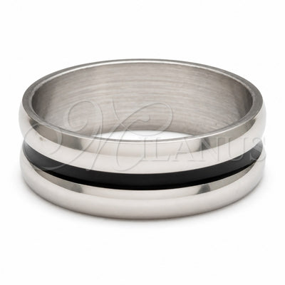 Stainless Steel Mens Ring, Black Enamel Finish, Rhodium Finish, 01.63.0703.08 (Size 8) for wholesale, main product view
