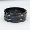 Stainless Steel Mens Ring, Heart and Flower Design, Polished, Black Rhodium Finish, 01.63.0704.06 (Size 6) for wholesale, additional product view 3