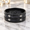 Stainless Steel Mens Ring, Butterfly and Flower Design, Polished, Black Rhodium Finish, 01.63.0704.07 (Size 7)