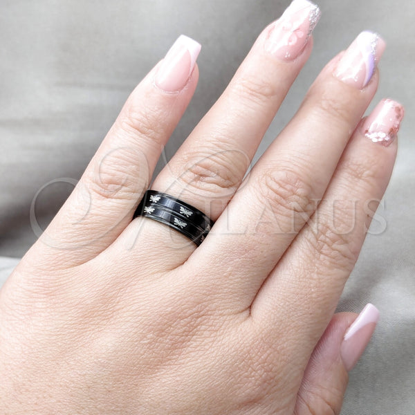 Stainless Steel Ring — Mens Ring Butterfly and Dragon-Fly Design Polished Black — alternate product view — SKU 161262 | Acero Inoxidable anillo — para hombre Ring mariposa and Dragon-Fly diseño pulido negro — SKU 161262