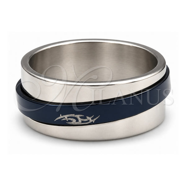 Stainless Steel Mens Ring, Double and Scorpion Design, Black Enamel Finish, Two Tone, 01.63.0705.05 (Size 5)