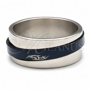 Stainless Steel Mens Ring, Double and Scorpion Design, Black Enamel Finish, Two Tone, 01.63.0705.05 (Size 5)