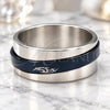 Stainless Steel Mens Ring, Double and Heart Design, Black Enamel Finish, Two Tone, 01.63.0705.07 (Size 6)