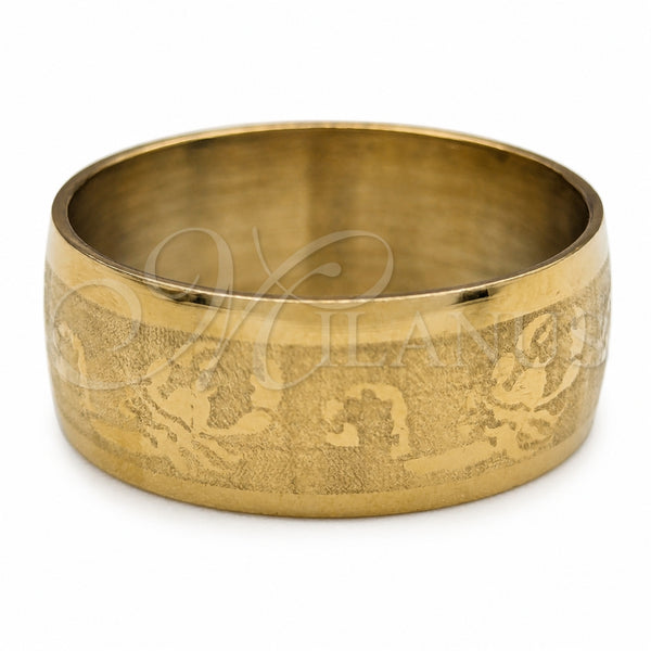 Stainless Steel Mens Ring, Lizard and Scorpion Design, Polished, Golden Finish, 01.63.0741.07 (Size 7)