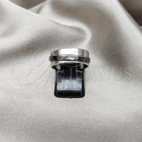 Stainless Steel Mens Ring, Scorpion and Feet Design, Black Enamel Finish, Two Tone, 01.63.0705.08 (Size 8)