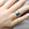 Stainless Steel Mens Ring, Black Polished, Rhodium Finish, 01.63.0706.06 (Size 6)