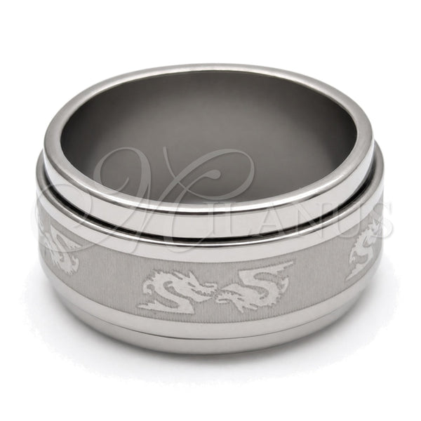 Stainless Steel Mens Ring, Black Polished, Rhodium Finish, 01.63.0706.06 (Size 6)
