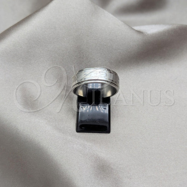 Stainless Steel Mens Ring, Flower Design, Black Polished, Rhodium Finish, 01.63.0707.08