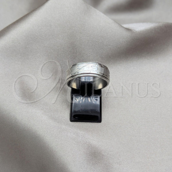 Stainless Steel Mens Ring, Black Polished, Rhodium Finish, 01.63.0707.09 (Size 9)