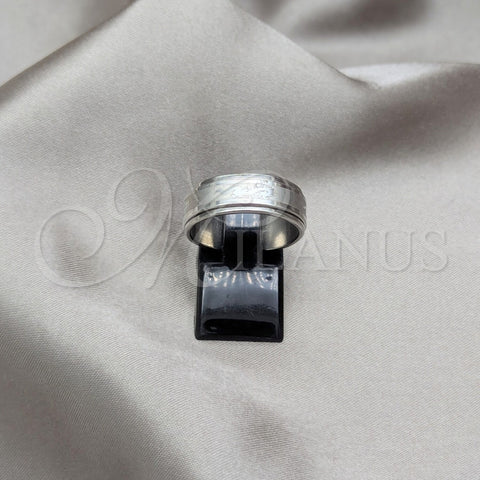 Stainless Steel Mens Ring, Black Polished, Rhodium Finish, 01.63.0707.09 (Size 9)