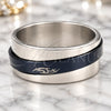 Stainless Steel Mens Ring, Black Enamel Finish, Two Tone, 01.63.0705.09 (Size 9)