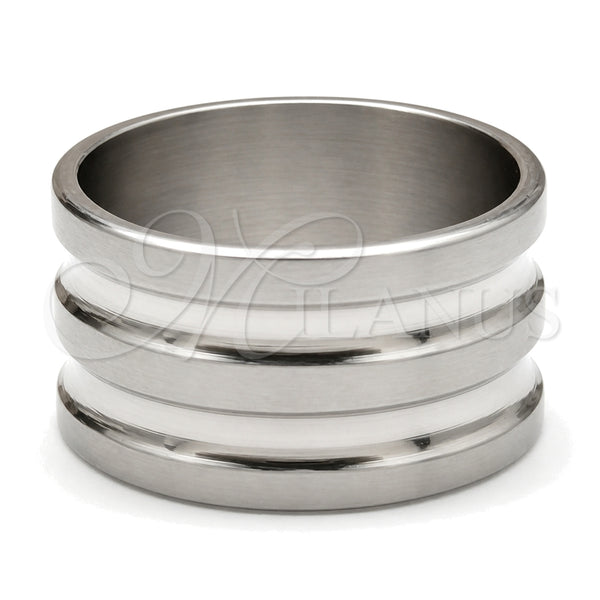 Stainless Steel Mens Ring, Polished, Rhodium Finish, 01.63.0708.06 (Size 6)