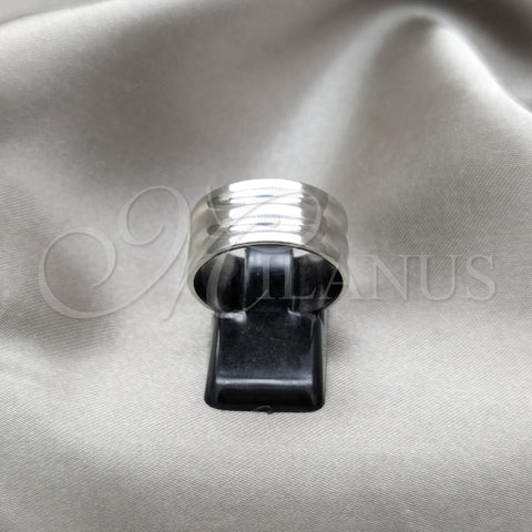 Stainless Steel Mens Ring, Polished, Rhodium Finish, 01.63.0708.06 (Size 6)