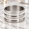 Stainless Steel Mens Ring, Polished, Rhodium Finish, 01.63.0708.08 (Size 8)