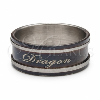 Stainless Steel Mens Ring, Elephant and Star Design, Polished, Black Rhodium Finish, 01.63.0709.07 (Size 7) for wholesale, main product view