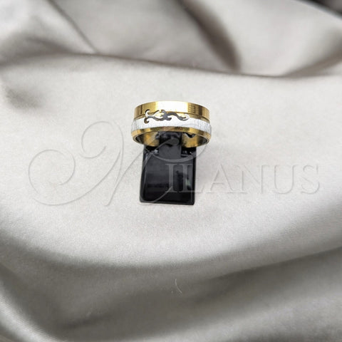 Stainless Steel Mens Ring, Polished, Two Tone, 01.63.0746.09 (Size 9)