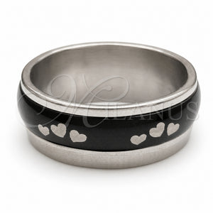 Stainless Steel Mens Ring, Star and Double Design, Polished, Two Tone, 01.63.0710.06 (Size 6)