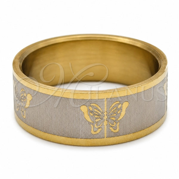 Stainless Steel Mens Ring, Polished, Golden Finish, 01.63.0711.06 (Size 6)