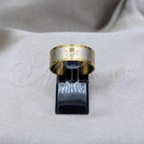 Stainless Steel Mens Ring, Scorpion and Dragon-Fly Design, Polished, Golden Finish, 01.63.0711.10 (Size 10)