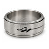 Stainless Steel Mens Ring, Double and Heart Design, Matte Finish, Steel Finish, 01.63.0693.08 (Size 8)