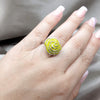 Stainless Steel Elegant Ring, Flower Design, Yellow Enamel Finish, Two Tone, 01.63.0712.07 (Size 7)