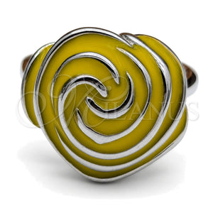 Stainless Steel Ring — Elegant Ring Flower Design Yellow Enamel Two Tone — main product view — SKU 161293 | Acero Inoxidable anillo — Elegant Ring flor diseño Yellow Enamel Two Tone — SKU 161293