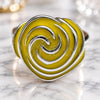 Stainless Steel Elegant Ring, Flower Design, Yellow Enamel Finish, Two Tone, 01.63.0712.08 (Size 8)