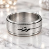 Stainless Steel Mens Ring, Double and Heart Design, Matte Finish, Steel Finish, 01.63.0693.09 (Size 9)