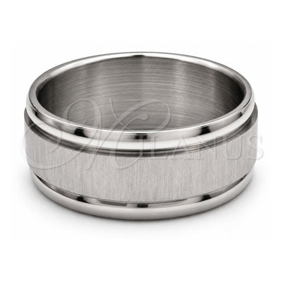 Stainless Steel Mens Ring, Brushed Finish, Rhodium Finish, 01.63.0713.07 (Size 7)