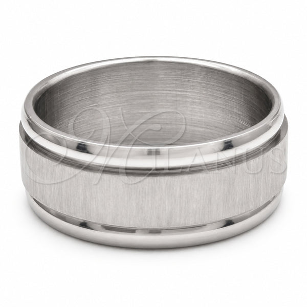 Stainless Steel Mens Ring, Brushed Finish, Rhodium Finish, 01.63.0713.07 (Size 7)