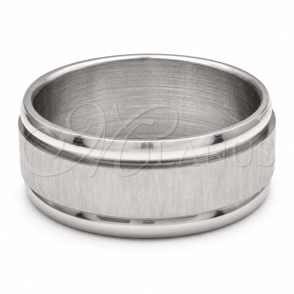 Stainless Steel Mens Ring, Brushed Finish, Rhodium Finish, 01.63.0713.07 (Size 7)