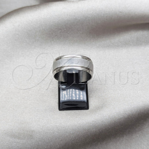 Stainless Steel Mens Ring, Brushed Finish, Rhodium Finish, 01.63.0713.07 (Size 7)