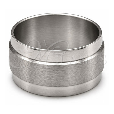Stainless Steel Mens Ring, Brushed Finish, Rhodium Finish, 01.63.0714.07 (Size 7)