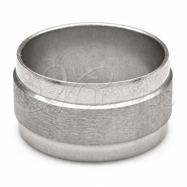 Stainless Steel Mens Ring, Brushed Finish, Rhodium Finish, 01.63.0714.07 (Size 7)