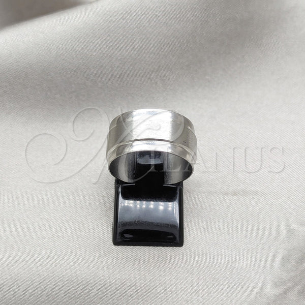 Stainless Steel Mens Ring, Brushed Finish, Rhodium Finish, 01.63.0714.07 (Size 7)