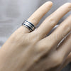 Stainless Steel Mens Ring, Double Design, Black Enamel Finish, Steel Finish, 01.63.0694.07 (Size 7)