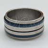 Stainless Steel Mens Ring, Double Design, Black Enamel Finish, Steel Finish, 01.63.0694.07 (Size 7)