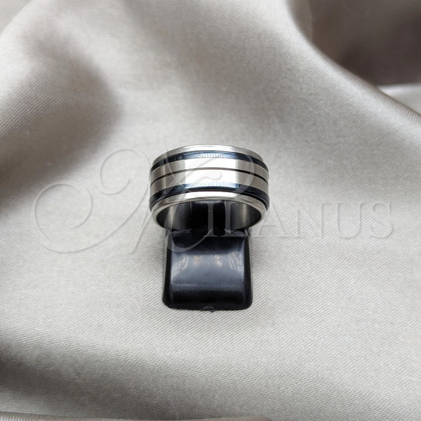 Stainless Steel Ring — Mens Ring Double Design Black Enamel 01.63. Size — main product view — SKU 161304 | Acero Inoxidable anillo — para hombre Ring Double diseño negro Enamel 01.63. Size — SKU 161304