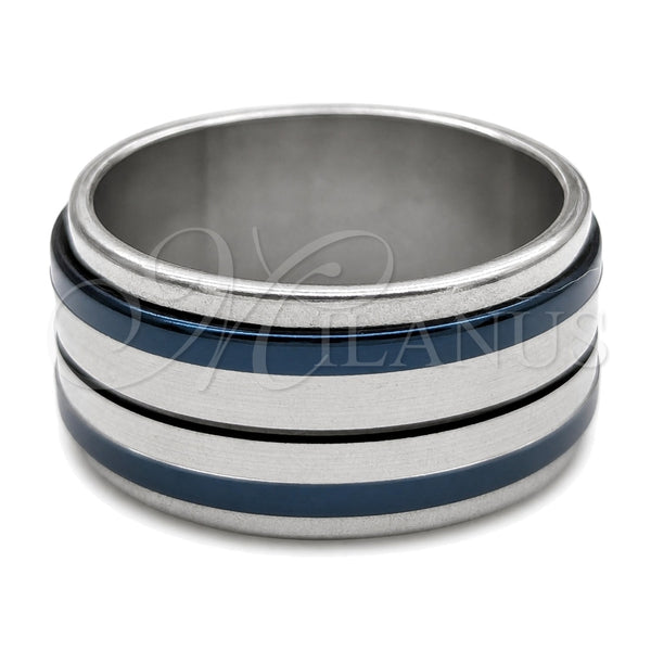 Stainless Steel Mens Ring, Double Design, Black Enamel Finish, Steel Finish, 01.63.0694.07 (Size 7)