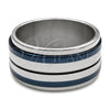 Stainless Steel Mens Ring, Double Design, Black Enamel Finish, Steel Finish, 01.63.0694.07 (Size 7)