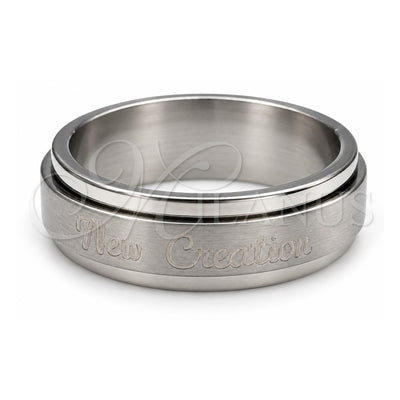 Stainless Steel Mens Ring, Duo Design, Polished, Rhodium Finish, 01.63.0740.07 (Size 7)