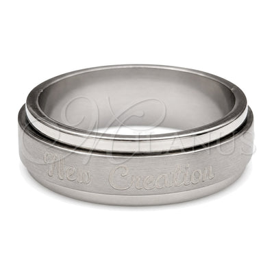 Stainless Steel Mens Ring, Duo Design, Polished, Rhodium Finish, 01.63.0740.07 (Size 7) for wholesale, main product view