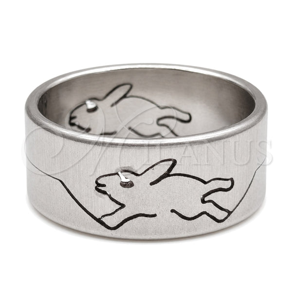 Stainless Steel Mens Ring, Flower and Butterfly Design, Polished, Steel Finish, 01.63.0715.05 (Size 5)